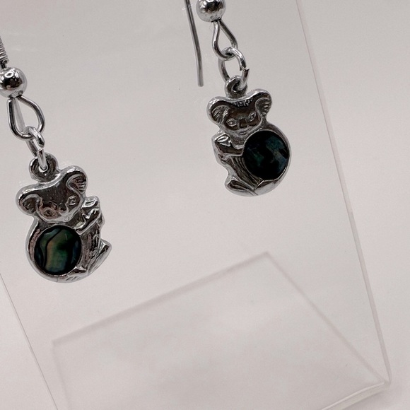 Chic Green and Silver Dangle Earrings - Picture 1 of 7
